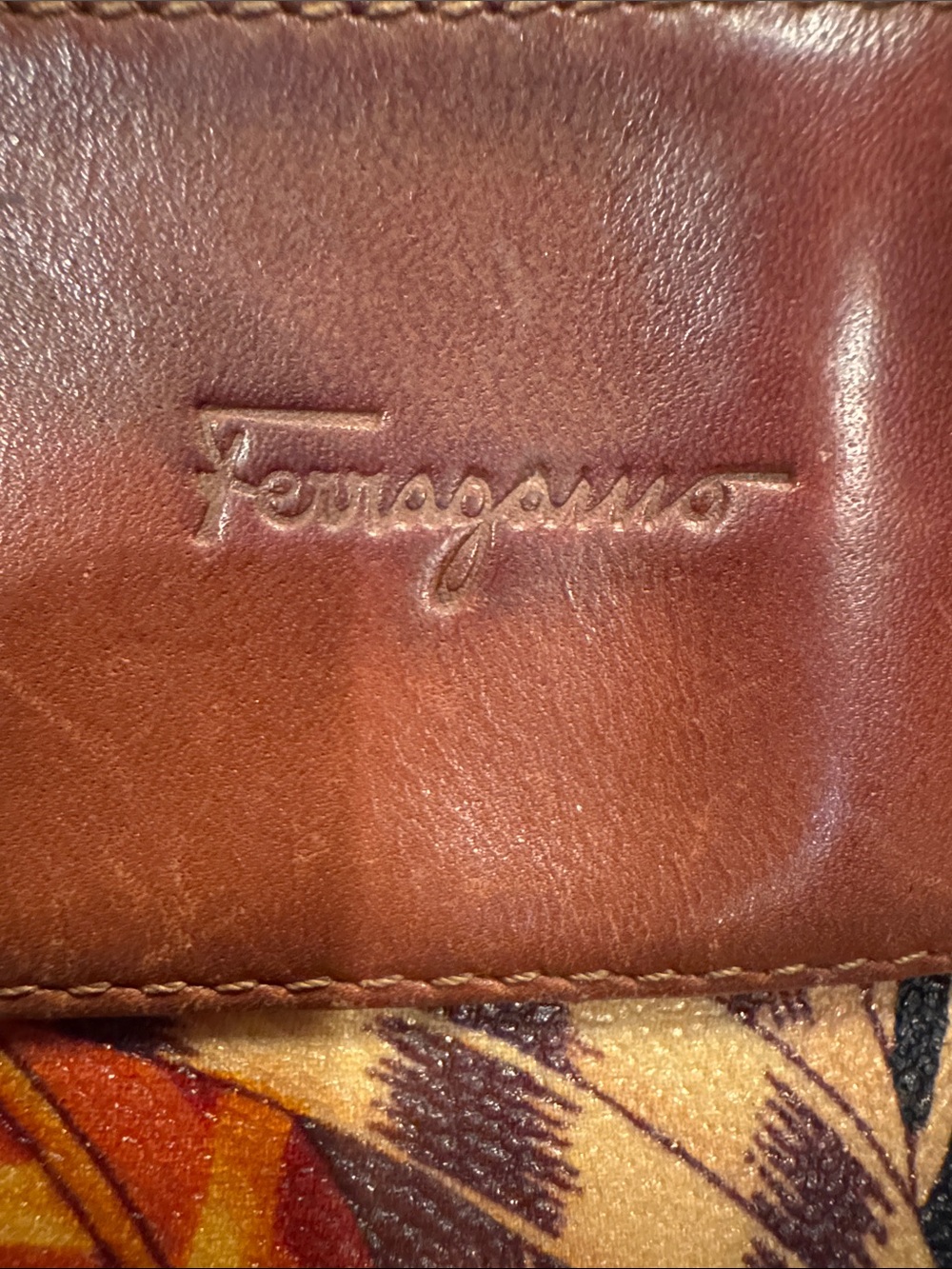 Salvatore Ferragamo Brown Leather & Multicolor Floral Canvas Shoulder Bag - Picture 9 of 14